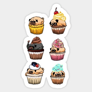 Cupcake Pugs Sticker